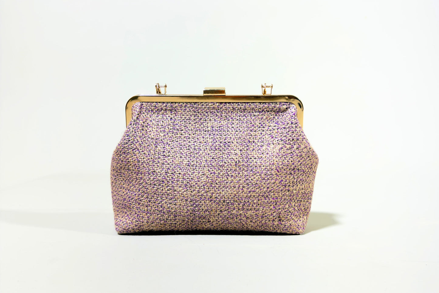 Lilac Framed Jute Clutch Bag (J-0126)