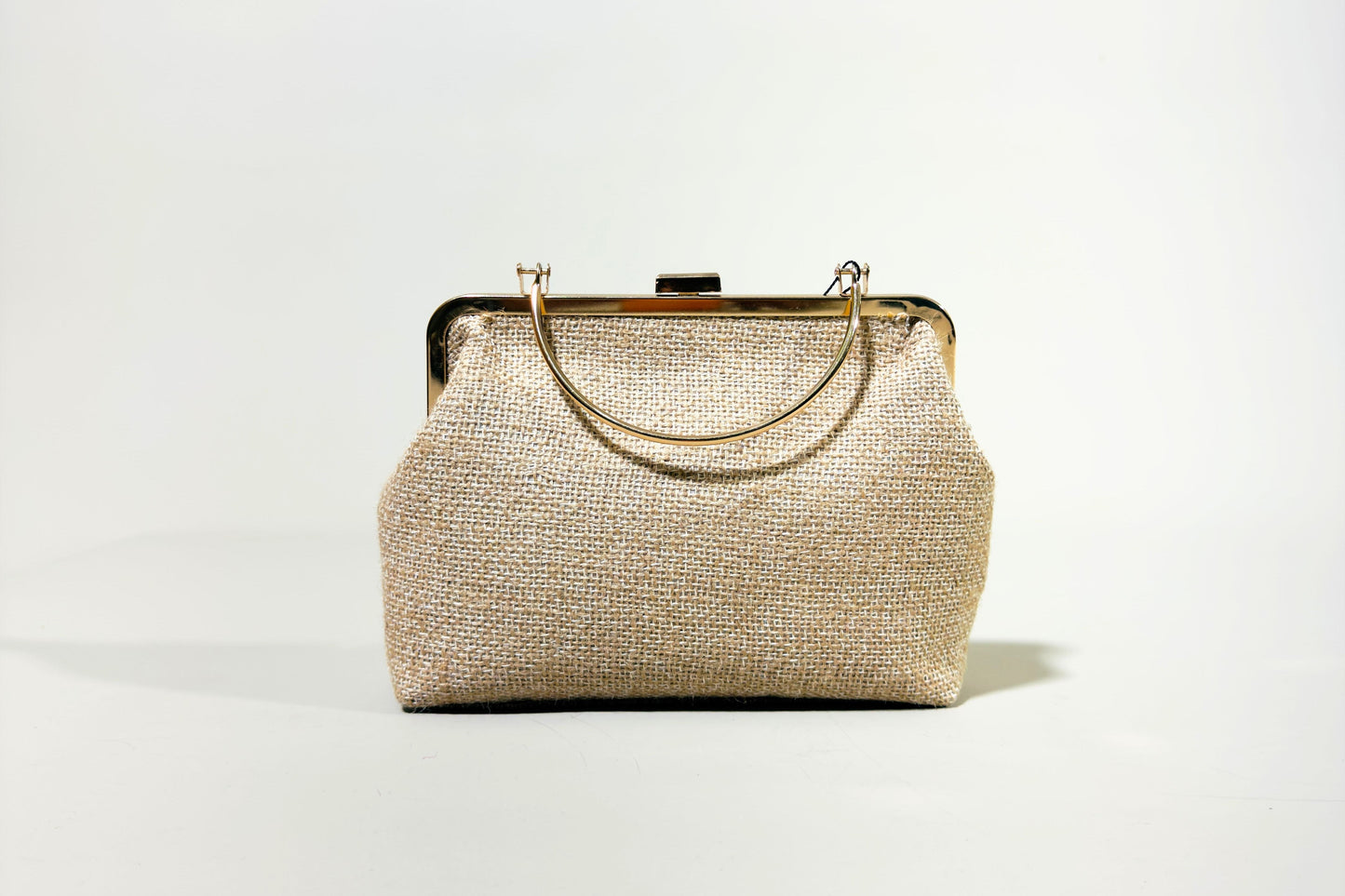Natural Jute Framed Clutch Bag (J-0125)