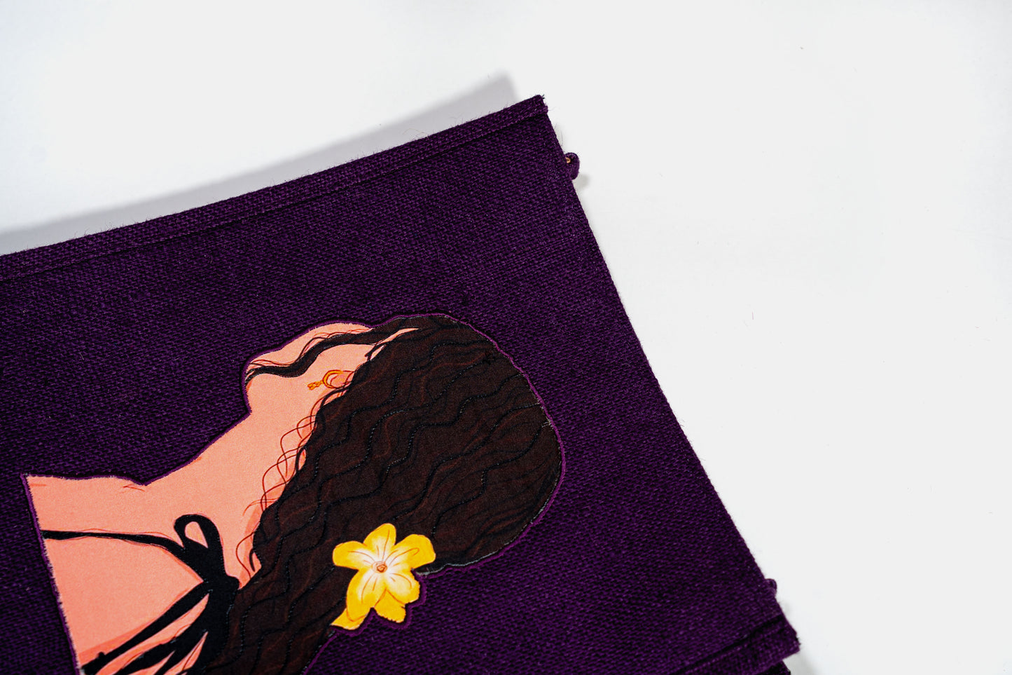 Deep Purple Tropical Portrait Pop Art Jute Shoulder Bag (J-0032)
