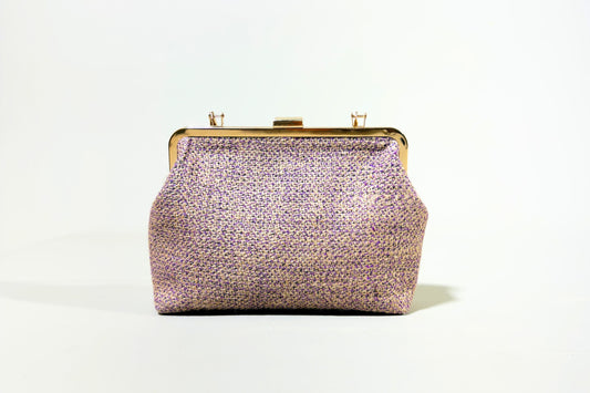 Lilac Framed Jute Clutch Bag (J-0126)