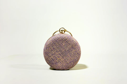 Round Lilac Jute Clutch Bag (J-0114)