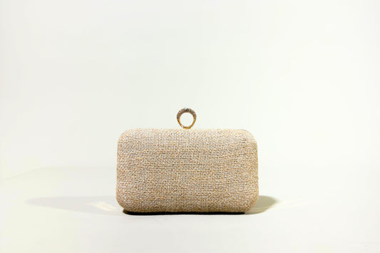 Natural Woven Jute Soft-Edge Clutch with Ring Clasp (J-0117)