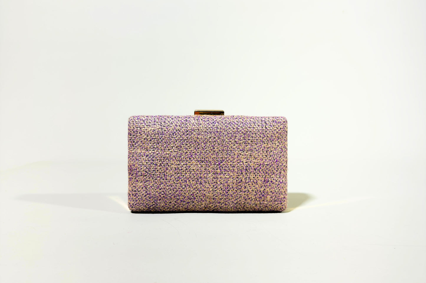 Lilac Square-Edge Jute Clutch with Minimalist Clasp (J-0118)