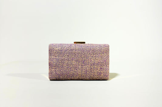 Lilac Square-Edge Jute Clutch with Minimalist Clasp (J-0118)