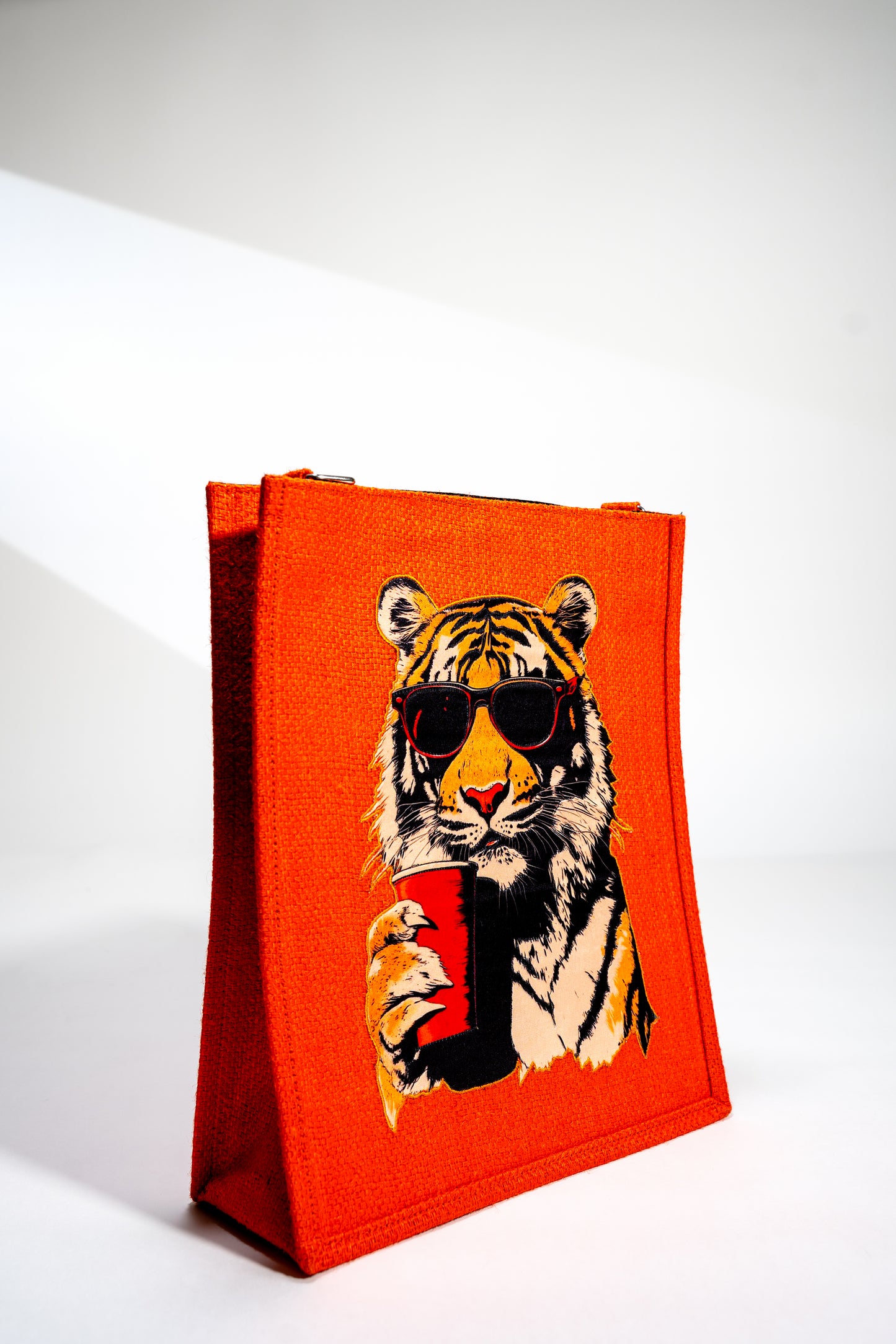 Cool Tiger Pop Art Jute Shoulder Bag (J-0033)