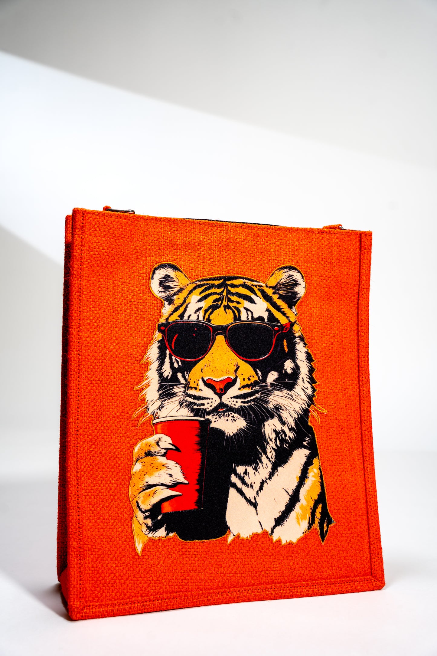Cool Tiger Pop Art Jute Shoulder Bag (J-0033)