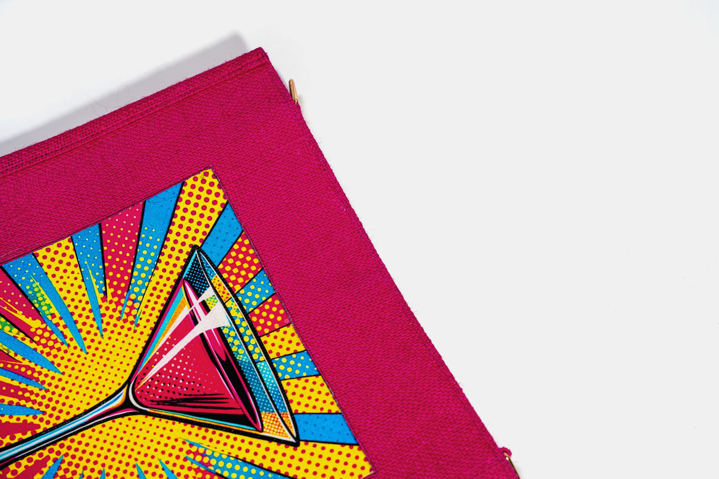 Vibrant Pink Pop Art Cocktail Jute Shoulder Bag (J-0028)