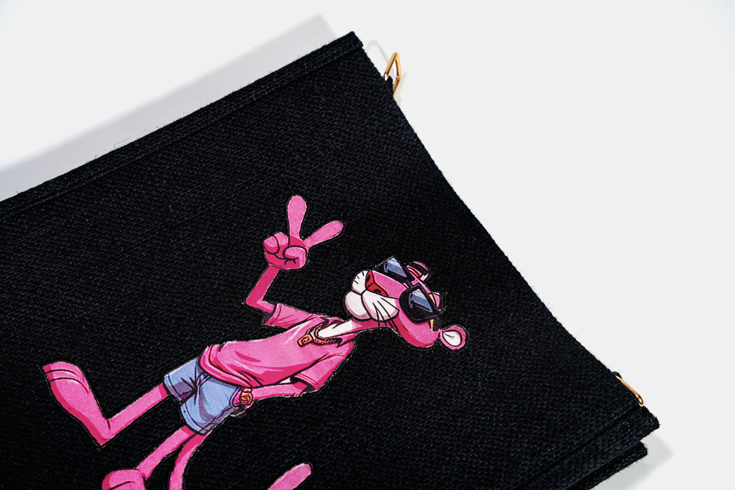 Cool Pink Panther Pop Art Jute Shoulder Bag (J-0022)