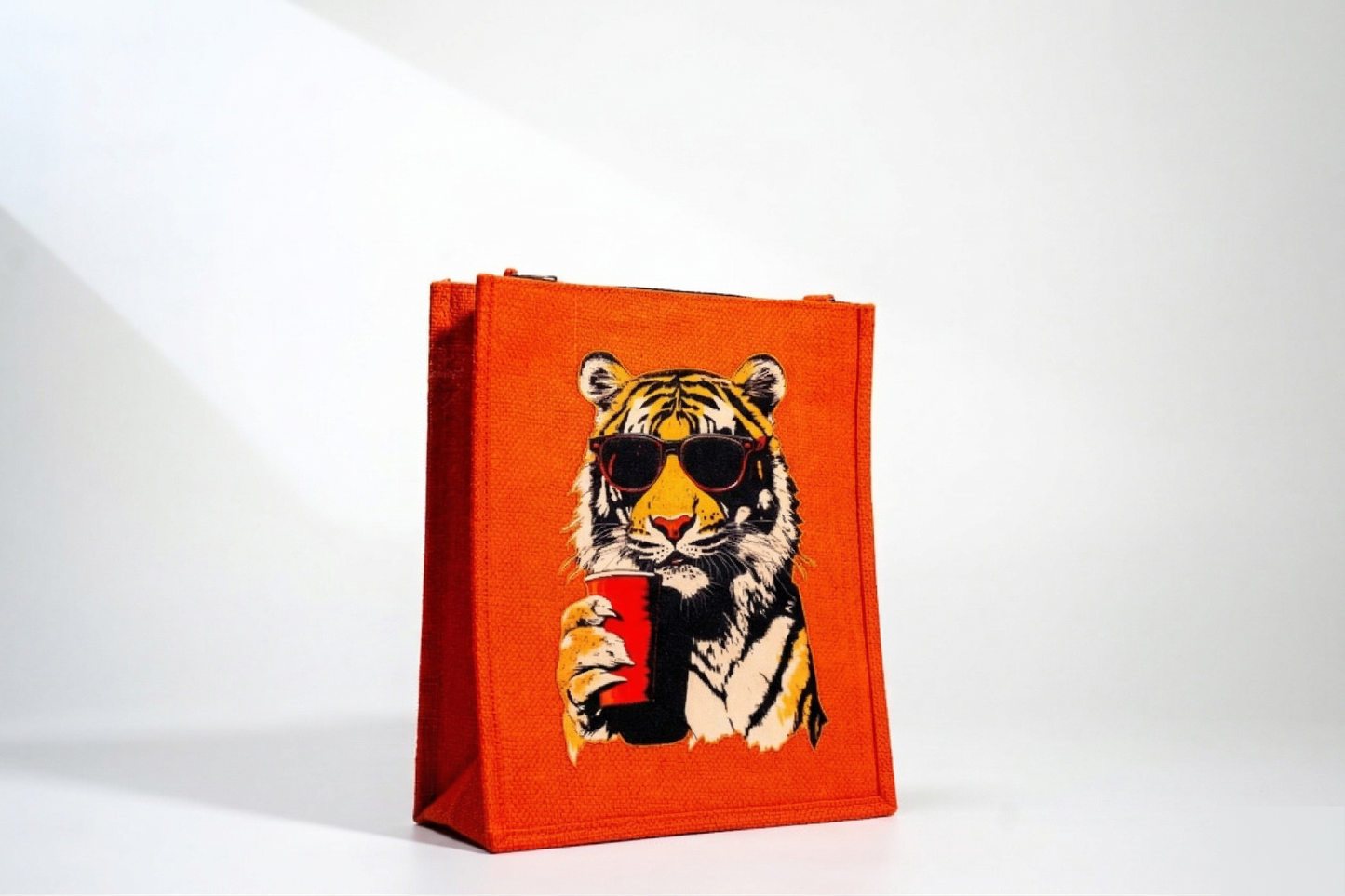 Cool Tiger Pop Art Jute Shoulder Bag (J-0033)